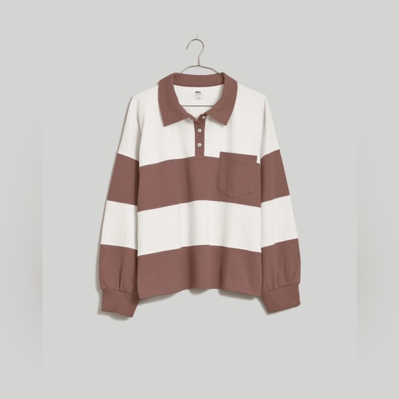 Madewell Brown and White Rugby Long Sleeve Tee - Picture 3 of 6